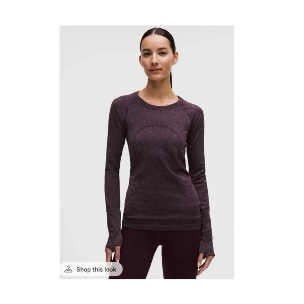 Swiftly Tech Long-Sleeve Shirt 2.0 Hip Length 10 Balck Plum/Rainbow‎ Lurex NWT
